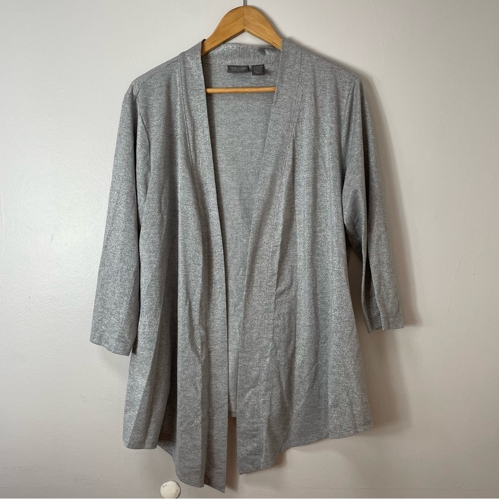Additions by Chico's grey silver lightweight cardigan size 3 XL